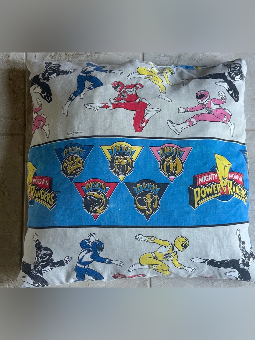 1994 Power Rangers Vintage Pillow 20x22